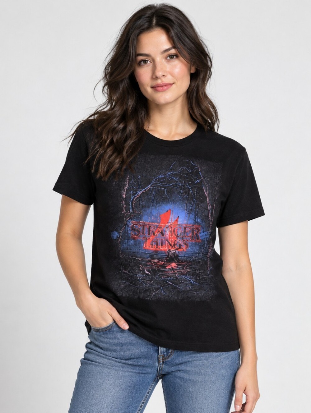 Stranger Things Graphic Tee Small Black Netflix Logo Shirt